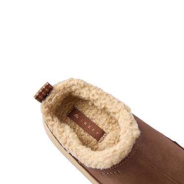 Top view close-up of the cozy, fleece-lined Weekend Low Brooke shoe highlighting comfort and arch support features.