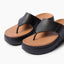 Cali Laguna black platform sandals facing left with molded brown footbed, water-friendly cushioned comfort for everyday wear