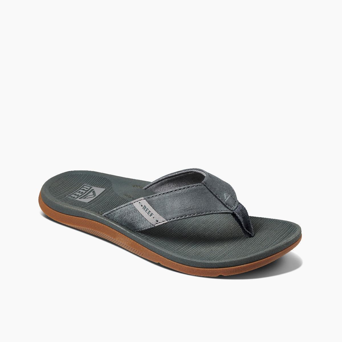Reef Santa Ana LE Infradito Uomo - Pelle Pieno Fiore, Supporto Dell'Arco E Suola In Gomma, Black And Tan, 45 EU