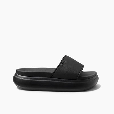Women's Cushion Bondi Platform Slide in Black/Black side view